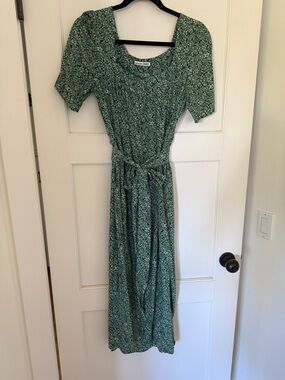 Reformation jeans Green Floral Tie-Waist Midi